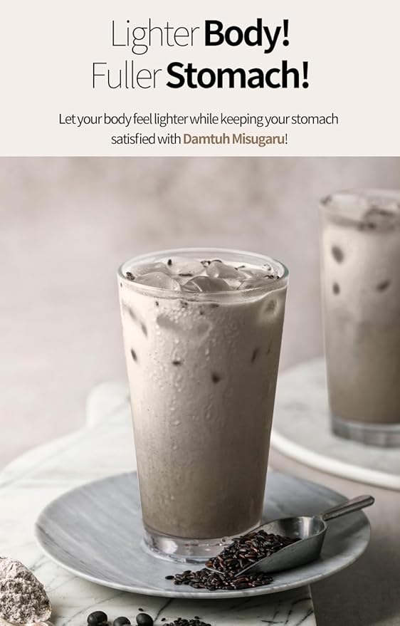 Damtuh Misugaru Powder Drink Mix – Korean Black Grain Blend with Roasted Black Rice Bean &amp Sesame Latte-Style Drink Caffeine-Free 20g x 40 Stick Packs