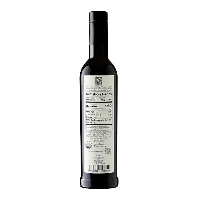Pruneti Leccino Organic Extra Virgin Olive Oil from Tuscany – 2025 Gold Award Winning Italian Olive Oil from Italy – 400+ mg/kg Polyphenols evoo – First Cold pressed for Drinking &amp Finishing Use