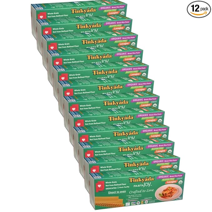 Tinkyada Organic Gluten Free Brown Rice Lasagna Noodles 10 oz (12-Pack) – Certified Gluten Free Non-GMO Kosher Vegan-Friendly Perfect for Lasagna Casseroles &amp Pasta Bakes | Tinkyada
