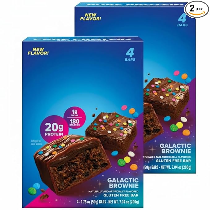 Pure Protean Bar Galactic Brownie 20g Protein Gluten Free (2 Pack 8 Count)