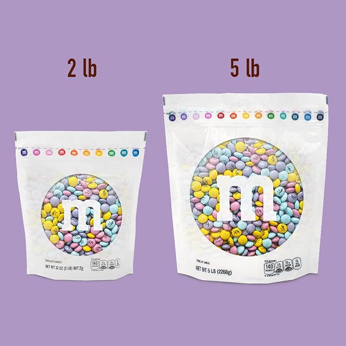 M&ampM’S WORLD Unicorn Printed Milk Chocolate Candy - 5lbs of Bulk M&ampM'S in a Resealable Pack For Birthday Decorations for Girls Unicorn Party Supplies Rainbow Party Favors and More