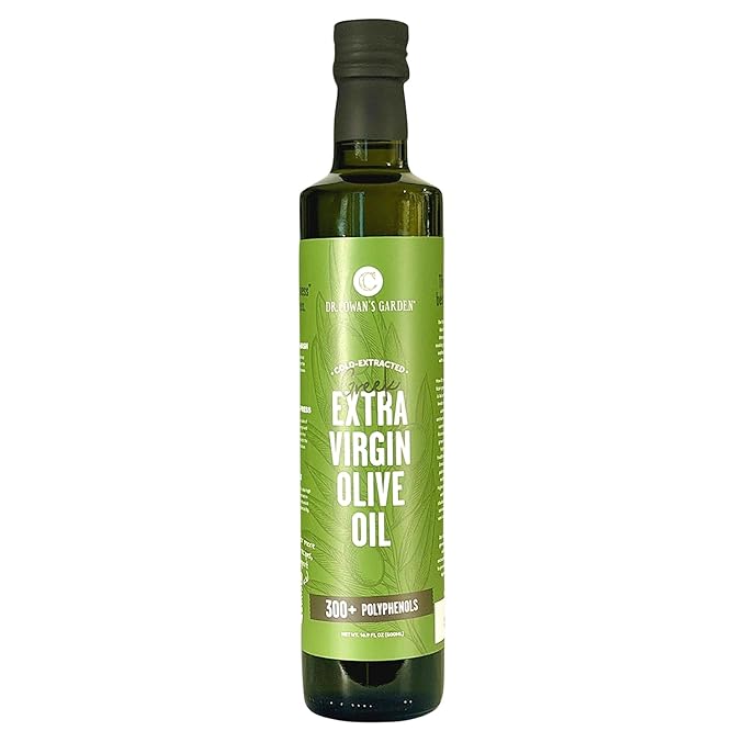Dr. Cowan’s Garden 300+ Polyphenol Greek Extra Virgin Olive Oil - Single Estate Extra Virgin Olive Oil with Highest Polyphenols Sourced from Koroneiki Trees Phase 2 Organic Cold-Pressed 16.9 FL Oz