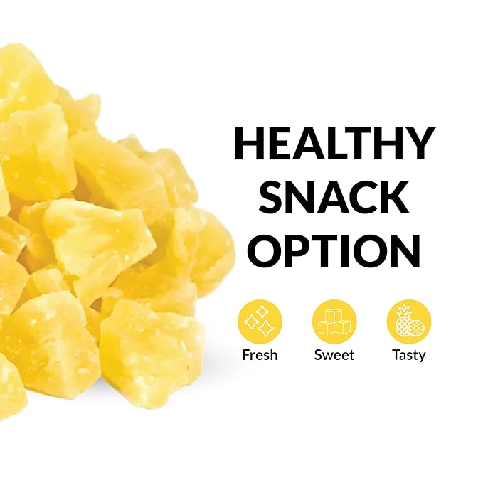 IAN's Dried Pineapple Chunks (2lb) Sweetened With Natural Cane Sugar - Dehydrated Pineapple Chunks Candied Pineapple Dried Fruit Energy Snacks