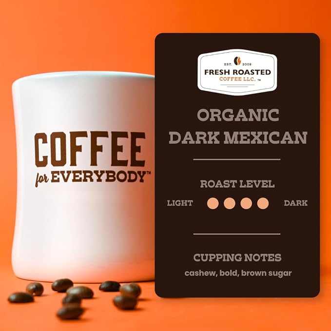 Fresh Roasted Coffee Organic Dark Mexican | Mold &amp Myco 3rd Party Tested USDA Organic Kosher | Dark Roast 2 lb (32 oz) Whole Bean