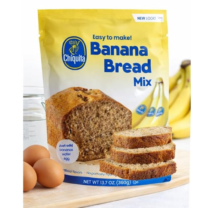 Chiquita! Banana Bread Mix Easy-to-Make Baking Mix (Just Add Bananas Water &amp Egg) No Artificial Flavors or Preservatives 13.7 oz (390g) Each 2-Pack (Total 27.4 oz)