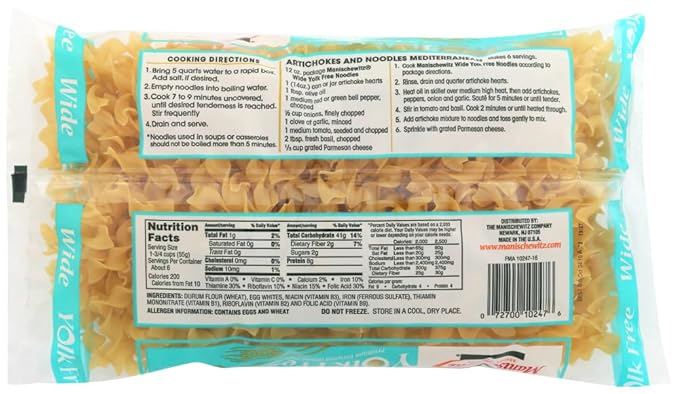 Manischewitz Noodles Yolk Free Wide 12.0 OZ(Pack of 6)