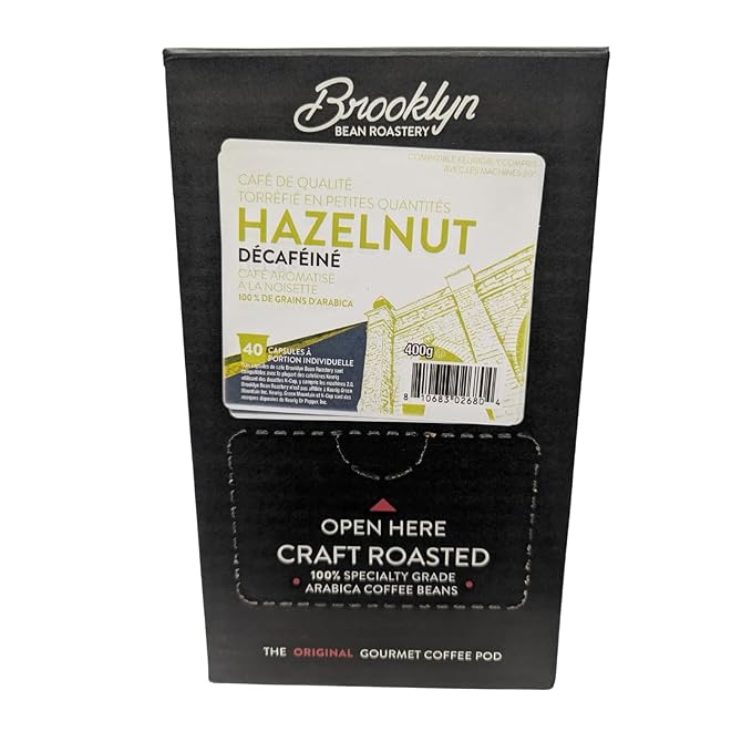 Brooklyn Beans Coffee PodsHazelnut Decaf - Compatible with Keurig K Cup Brewers Including 2.0 MachinesDeliciously Nutty Flavor40 Count (Pack of 2)