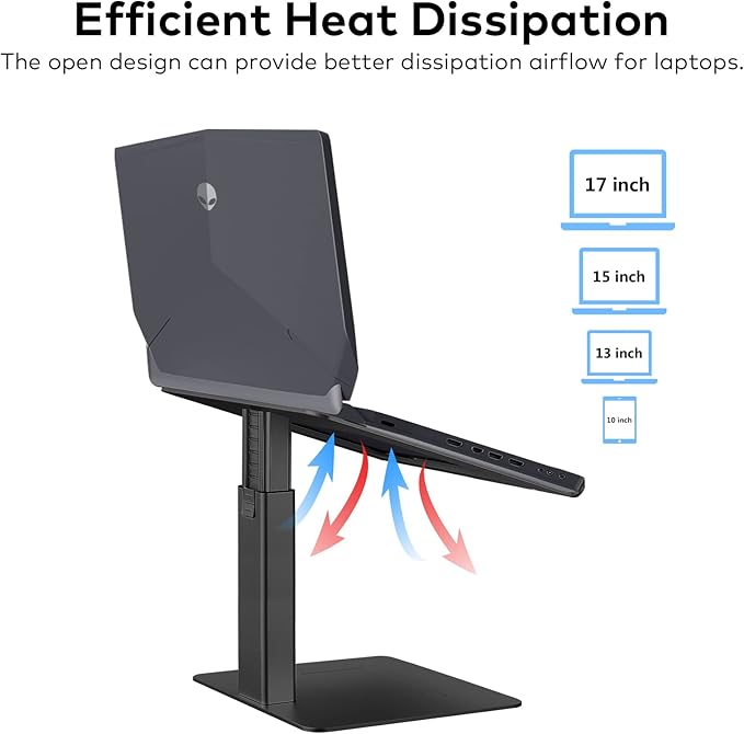 Laptop Stand for Desk Ergonomic Aluminum Laptop Stand Adjustable Height from 7-15 Sitting and Standing Laptop Riser for 10-17 Notebook