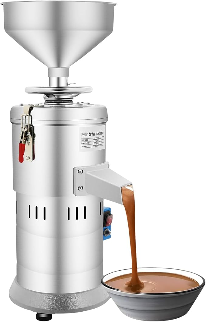 Peanut Butter Machine1100W Commercial Nut Butter machine 33lbs/h Sesame Sauce Grinder Nut Butter Maker Stainless Steel &amp Aluminum Electric Grinding Maker for Soy Milk Sesame Paste