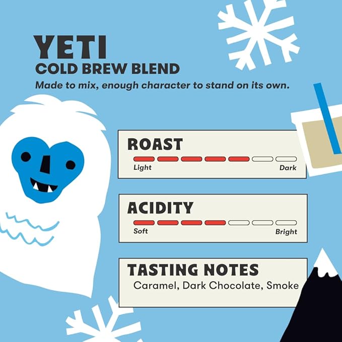 Peace Coffee Yeti Cold Brew Blend Medium Roast Whole Bean Coffee 5 lb Organic Fair Trade Smooth Refreshing Flavor Shade Grown Fresh Roasted