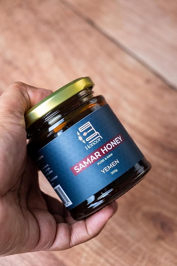 Honoor Yemeni Samar Honey | Natural Unfiltered Unheated Pure 200 Grams | Unpasteurised Raw Luxury Honey in a Glass Jar (1)