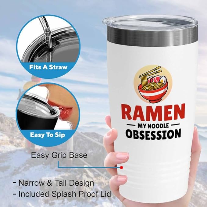 Ramen Lover White Edition Viking Tumbler 20oz - my noodle obsession - Food Lovers chicken pumpkin vegan pantry spicy noodles