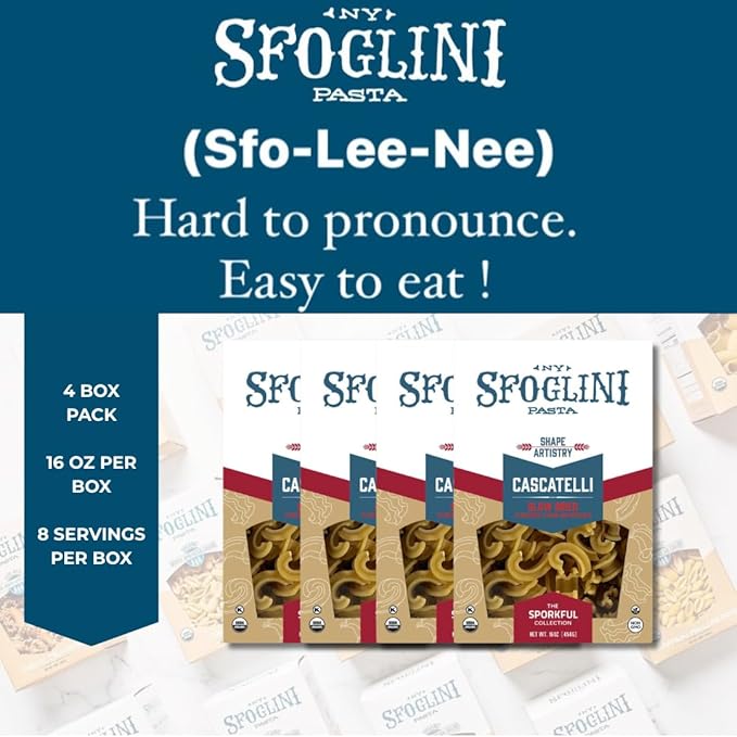 Sfoglini × Sporkful Cascatelli Pasta – Waterfall-Inspired Sauce-Maximizing James Beard-Awarded Original (4-Pack 16oz Each)