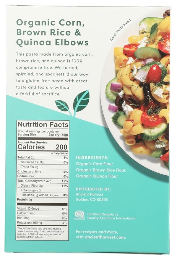 1 CASE Quinoa Corporation Pasta Elbows 8 oz 12 per case