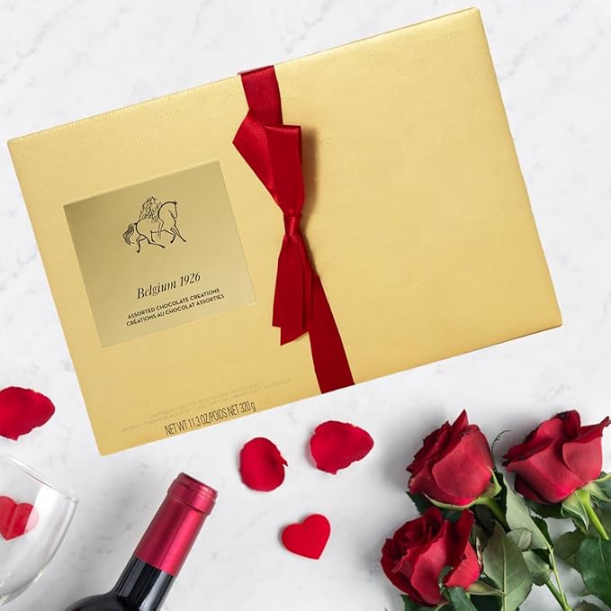 Gourmet Chocolate Gift Box Valentines 27 Chocolates Pack of Premium Belgium Assorted Chocolate Ideal for Easter Gift Basket and Holiday Celebrations 11.3 OZ