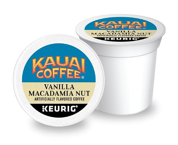 Kauai Coffee K-Cup Pods for Keurig Brewers – Arabica Coffee 10% Hawaiian – Medium Roast Vanilla Beans with Toasted Macabamia Nuts – Vanilla Macadamia Nut 1 Pack of 48 Single Serve K-Cups