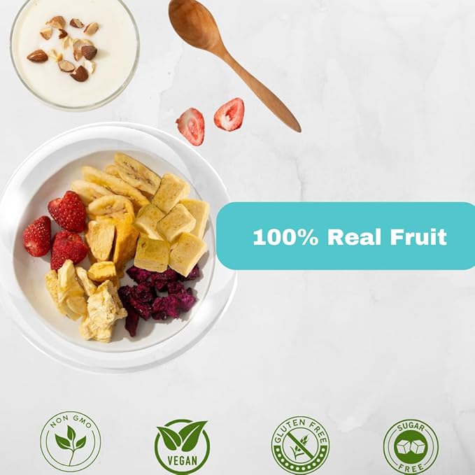 Juju-Oops Freeze-Dried Mixed Fruit 12 Bulk Packs | 1 Oz Crunchy Healthy Snacks for Family Holiday Gifts Box Camping Picnic Party Snacking with Low Calories| 100% All Natural Emergency Food Non-