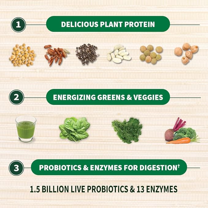 Garden of Life Raw Organic Protein &amp Greens Lightly Sweet Vegan Protein Powder for Women and Men Plant and Pea Protein Greens Probiotics Gluten Free Low Carb Shake Made Without Dairy 20 Servi
