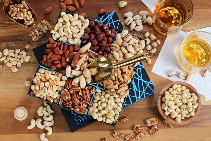 Nuts Gift Basket - Freshly Roasted And Natural Mixed Nut Gift Box - Gourmet Healthy Food Gift for Men/Women - Gourmet Gift Healthy Gourmet Snack Box for Birthday Thank You Congratulations Corpora