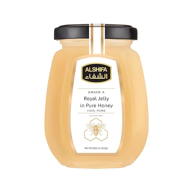 ALSHIFA Royal Jelly Pure Honey 8.81oz (250g) | Pack of 1 | Raw Organic Honey | Unique Taste Sweetener | Healthy &amp Rich in Nutrients | No Added Sugar | Glass Bottle