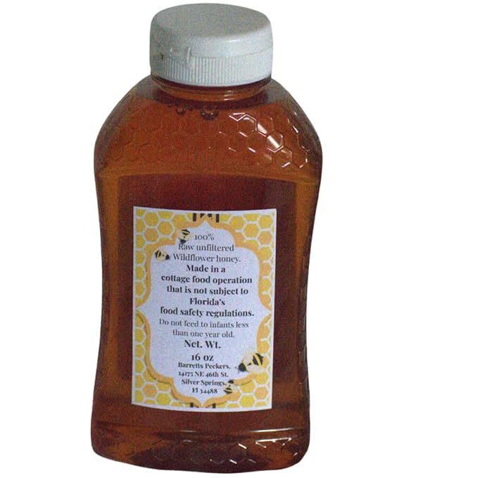 Raw Wildflower Honey Unfiltered from Ocala National Forest In Florida (16 ounces)
