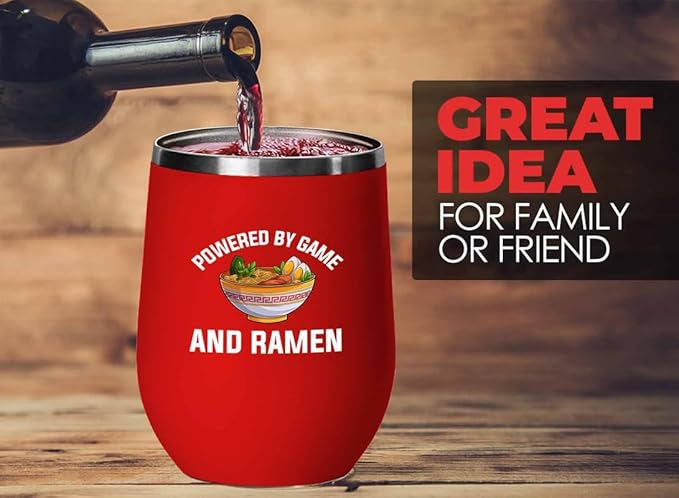 Ramen Lover Red Edition Wine Tumbler 12oz - Powered by game - Food Lovers chicken pumpkin vegan pantry spicy noodles