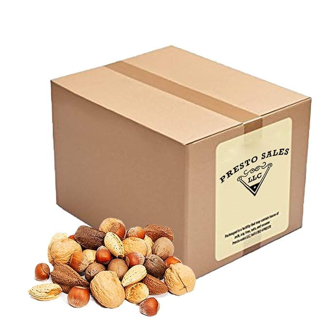 Presto Sales Mixed Nuts in Shell 160 oz | Fancy Brazil Nuts Hazelnuts Walnuts Almonds and Pecan | Raw Fresh High Protein All Natural Nuts Mix | Packed in 10 lbs Box