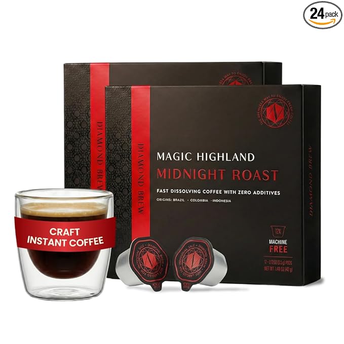 Luxury Dark Roast - 162mg Caffeine Hot or Iced Craft Instant Coffees Cold Brew Coffee Double Shot Espresso 24 Counts 100% Arabica Sugar Free No Additives - Original Diamond Brew (24)