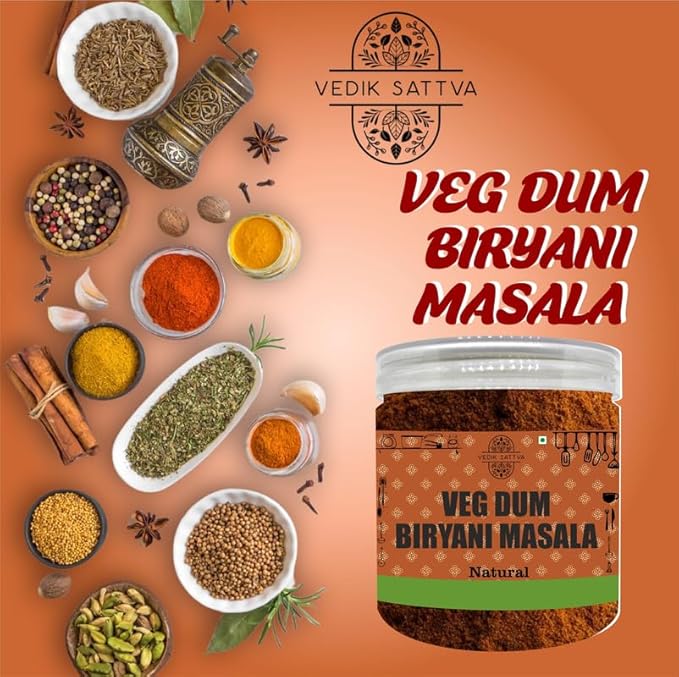 Vedik Sattva Natural Veg Dum Biryani Masala 8.82 OZ / 250 GM | Pack Of 1 Box