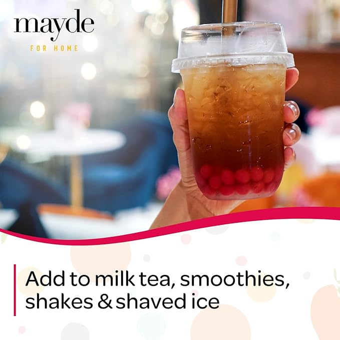 Mayde Popping Boba Pearls for Drinks Desserts &amp Breakfast Bowls (Rose Flavor 7 Pounds)