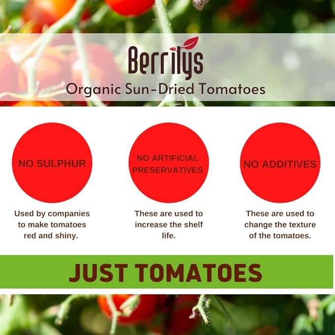 Berrilys Organic Sun-Dried Tomatoes Salted No Sulfur No Preservatives Kosher Raw Non-GMO Great Ingredient for Baking and Cooking Requires Pre-treatment or Cooking Before Consumption 5 LB