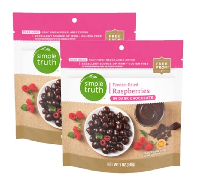 Simple Truth Freeze-Dried Raspberries in Dark Chocolate 5 oz (Pack of 2)