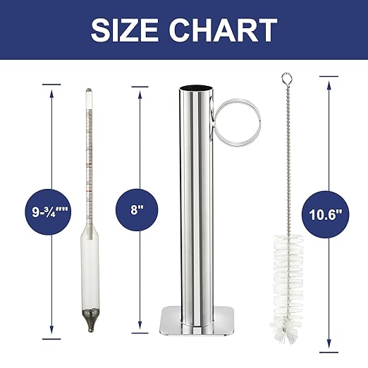 Maple Syrup Hydrometer Test Cup Kit Maple Syrup Density Kit Measures Sugar Content in The Syrup Stainless Steel Maple Syrup Kit Easy to Read and Accurate with Cleaning Brush