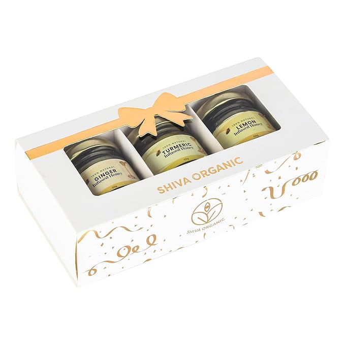 White and Gold Gift Box (3 x 50g Infused Honey)