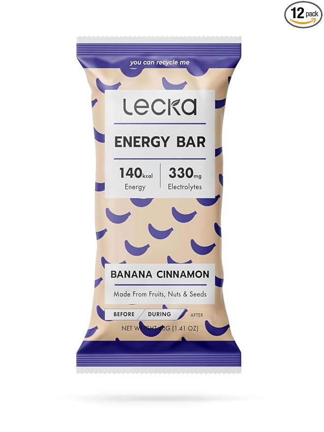 Lecka Energy Bar 12 Bars | Natural Energy from Tropical Fruits Vegan Gluten Free (12 Bars Banana Cinnamon)