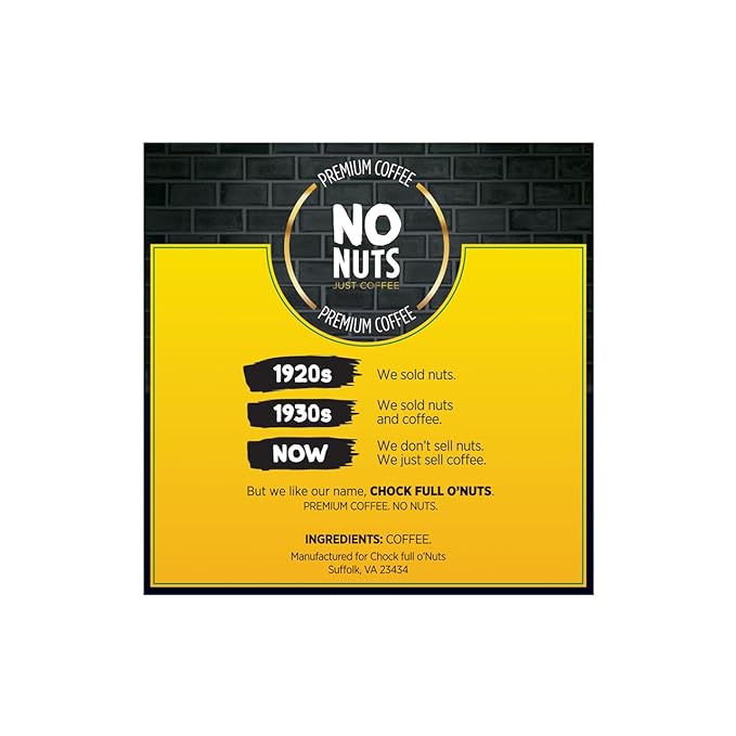 Chock Full o'Nuts Upper West Side Coffee Dark Roast Compatible with K-Cup Pods 12 CT (Pack of 3)