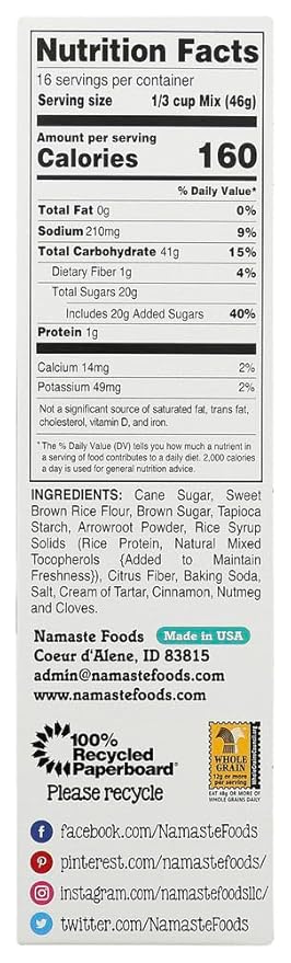 NAMASTE FOODS MIX CAKE SPICE WFGFDF 26 OZ by Namaste