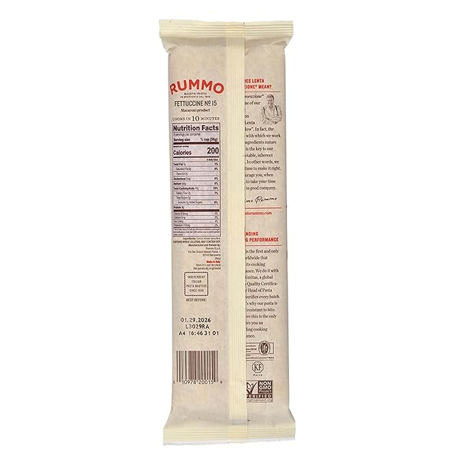 Rummo Fettuccine Pasta N.15 - Fettuccine Pasta Noodles Dry Pasta Durum Wheat Fettuccine Imported from Italy - 16 Ounce (Pack of 5)