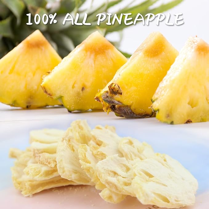 ONETANG Freeze-Dried Fruit Pineapple Chips 10 Pack Single-Serve Pack Non GMO Kosher No Add Sugar Gluten free Vegan Holiday Gifts Healthy Snack 0.35 Ounce