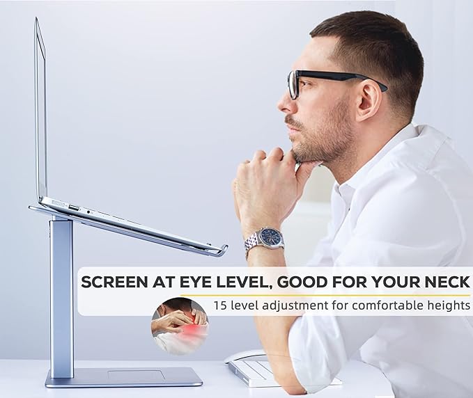 Adjustable Laptop Stand Tall Strong Airflow Suitable for 13.3-17.3 Inch Laptops Lift Screen to Eye Level for Video Conferences