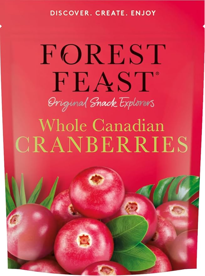 FOREST FEAST Whole Canadian Cranberries 170g - 2 Pack | Dried Fruit Original Snack in Premier Life Store Box