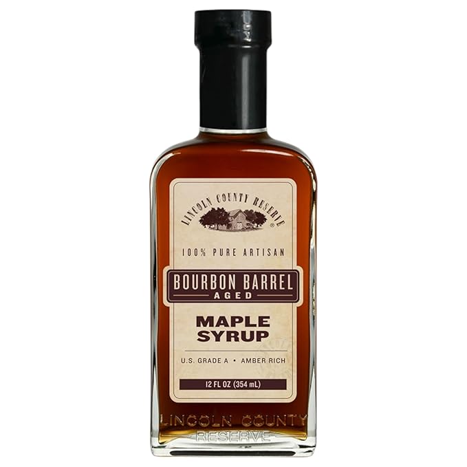 Lincoln County Reserve Bourbon Maple Syrup Made in USA | Bourbon Barrel Aged. Grade A Amber Rich Taste in Sustainable 12oz Glass Bottle. Gluten Free for Pancakes and Waffles
