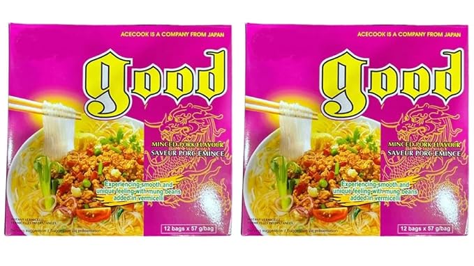 Asia Style Instant Noodles (2 CASE SET ACECOOK MINCED PORK CLEAR NOODLES)