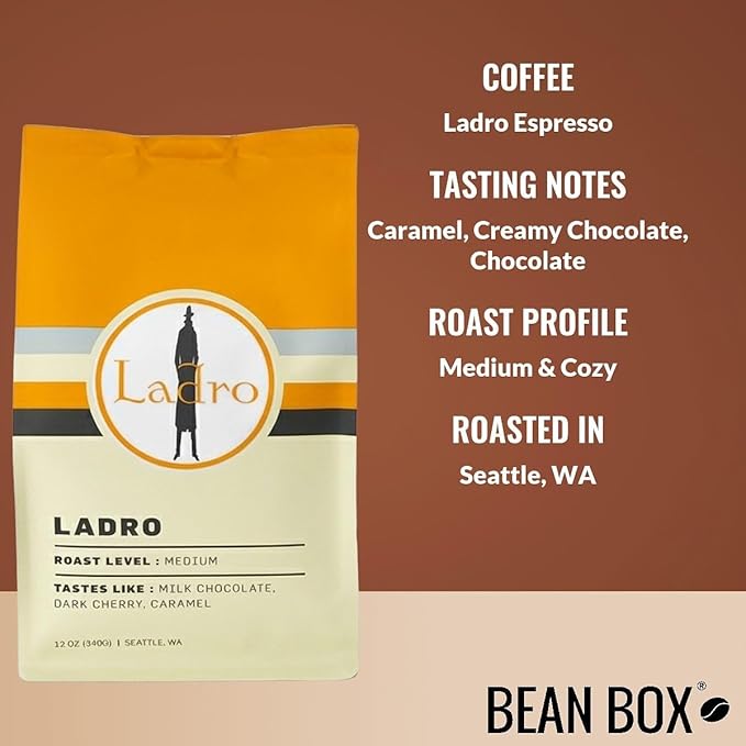 Ladro Espresso - Roasted by Ladro Roasting - Freshly Ground Coffee - 12 Ounce Bag