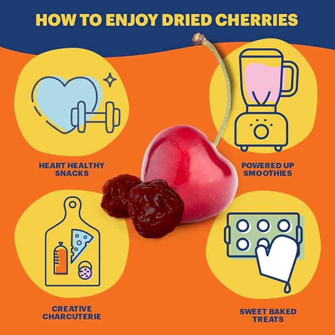 Sunsweet Coral Dried Cherries - Dried Fruit No Sugar Added - Gluten Free Preservative Free Plant Based Kosher Tart Cherries - 5oz - 4 Pack