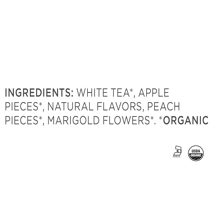 Tea Forte Peach Blossom Premium Organic Loose Leaf Caffeinated White Tea Blend Canister Makes 35-50 Cups