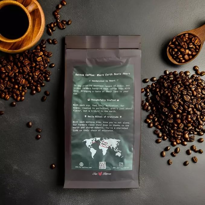 Sattva Coffee Ember Whole Bean Medium Roast - Low Acid 100% Arabica Single Origin with Fruity Mellow Chocolate &amp Berry Notes - 12 oz