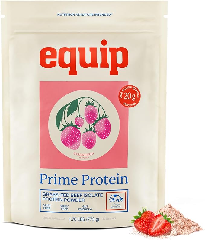 Equip Foods Prime Protein Powder | Clean Grass Fed Beef Protein Powder | Carnivore Protein Isolate | Paleo Keto Friendly | Gluten &amp Dairy Free | Helps Build &amp Repair Tissue | 30 Servings St