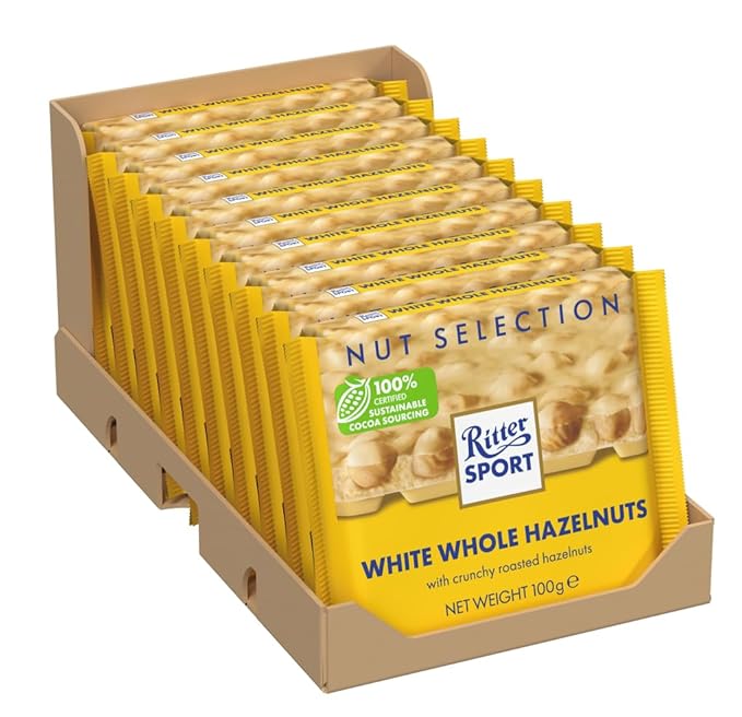 Ritter Sport nut class white Whole Hazelnuts chocolate (10 x 100g)