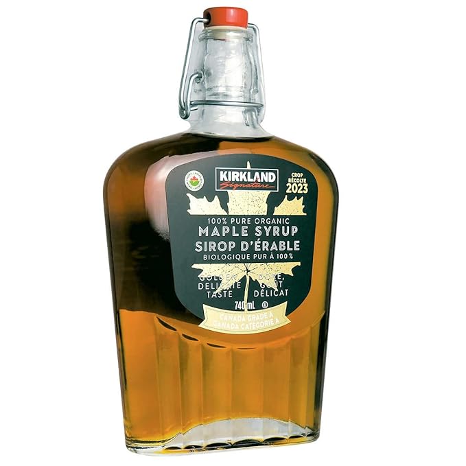 Kirkland Signature 100% Pure Organic Maple Syrup Canada Grade A 740mL/26 fl. oz. Bottle (Imported from Canada)